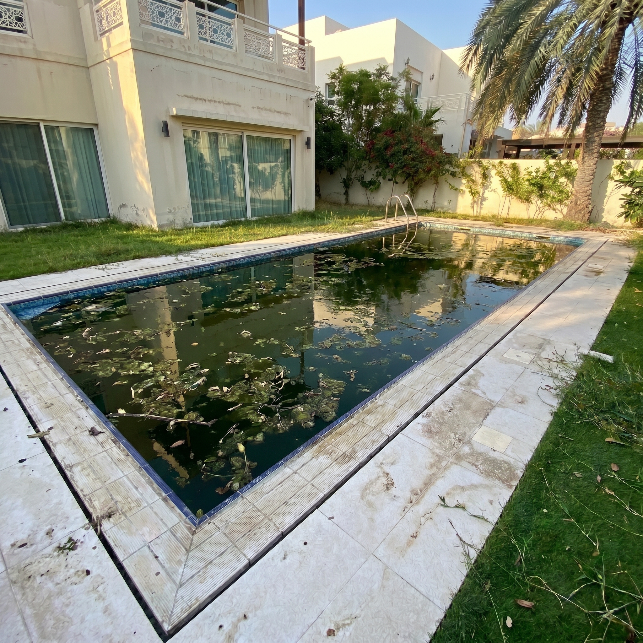 Pool before A&A professional cleaning